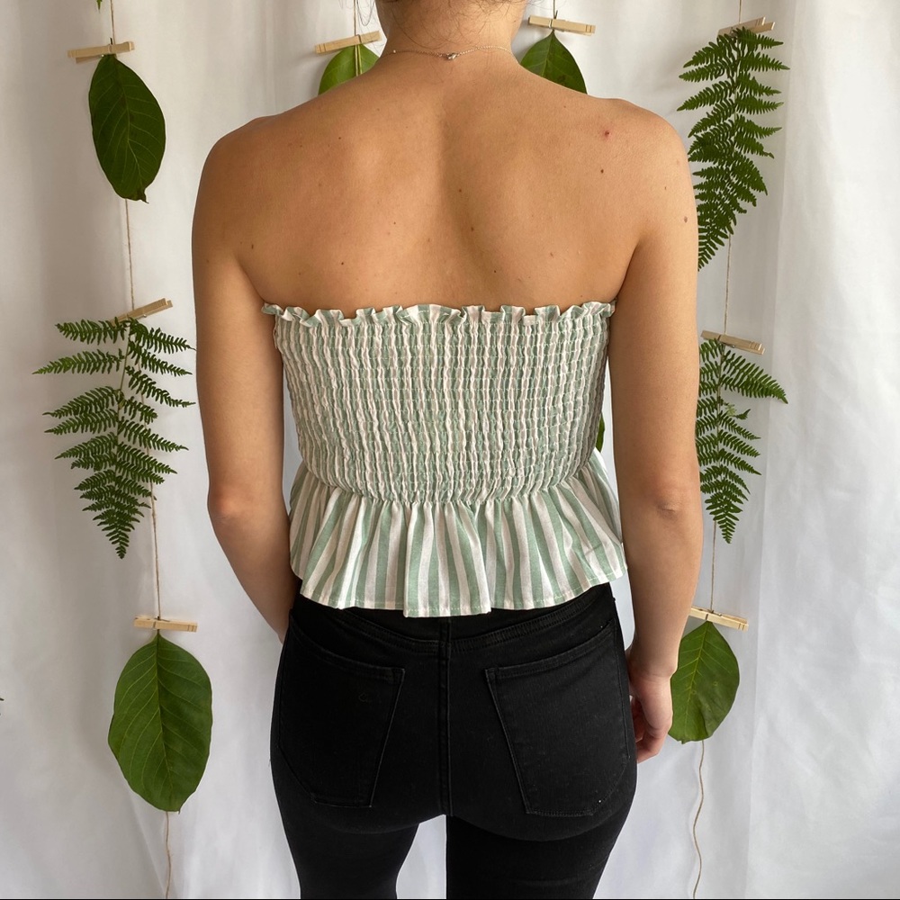 Button Down Striped Tube Top - Picture 2 of 2